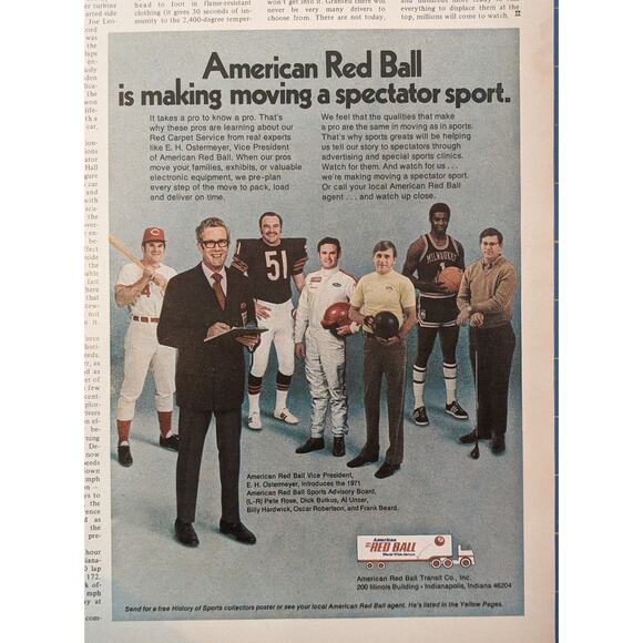 Vintage Print Ad American Red Ball 1971 Sports Figures - Picture 1 of 3